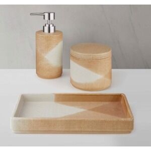 Decor Studio  3-pc Decorative  Bath Accessory Set, Dispenser/jar/tray .Gift  NEW